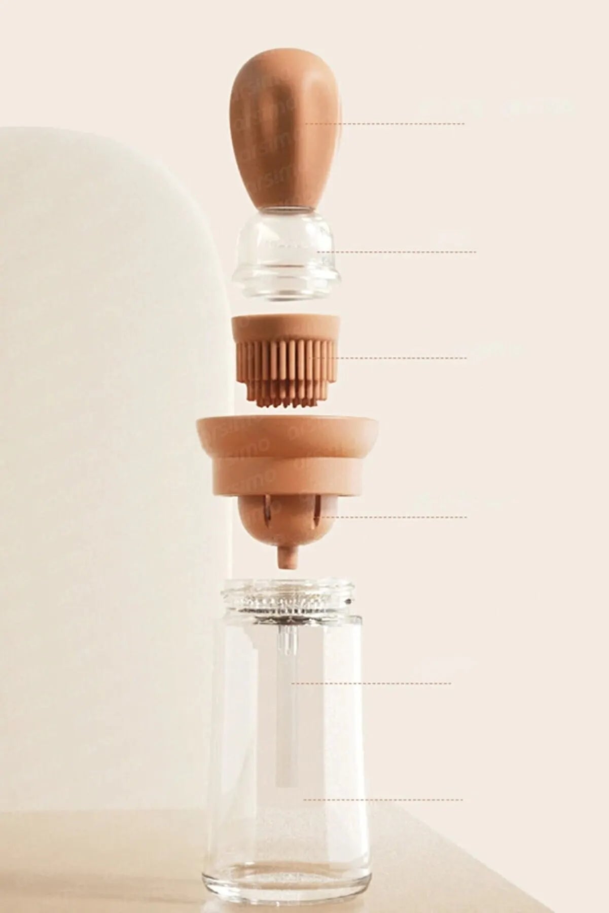 180 ml cam hazneli silikon fırçalı yağdanlık