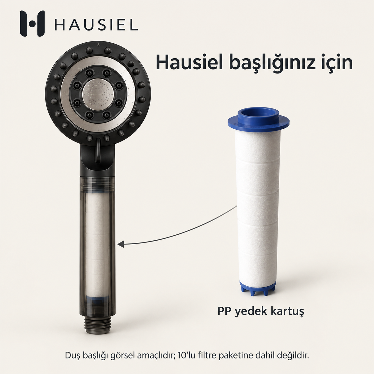 HAUSIEL filtreli duş başlığı ve PP yedek kartuş