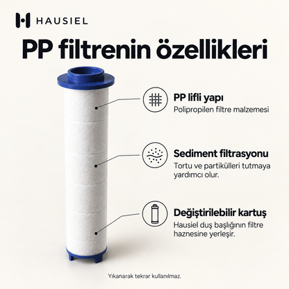 HAUSIEL PP filtrenin özellikleri: PP lifli yapı, sediment filtrasyonu, değiştirilebilir kartuş