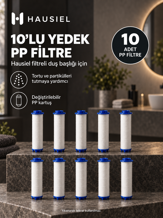 HAUSIEL 10'lu yedek PP filtre, 10 adet PP filtre kartuşu