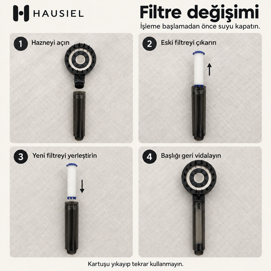 HAUSIEL duş başlığı filtre değişimi adım adım