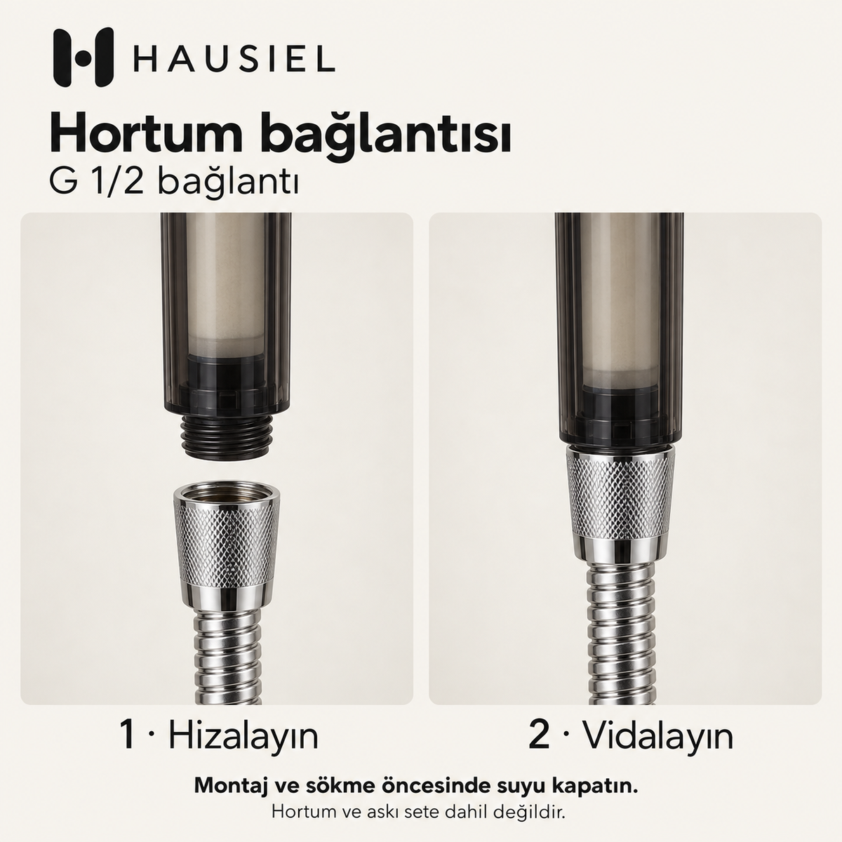 HAUSIEL duş başlığı hortum bağlantısı: hizalayın ve vidalayın