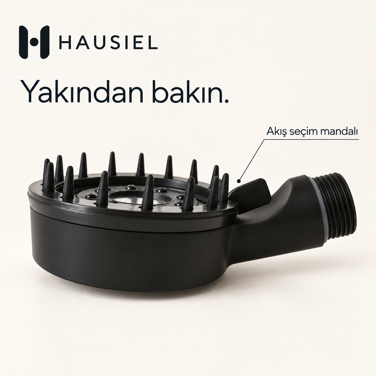 HAUSIEL duş başlığı yakın plan ve akış seçim mandalı