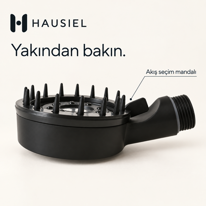 HAUSIEL duş başlığı yakın plan ve akış seçim mandalı