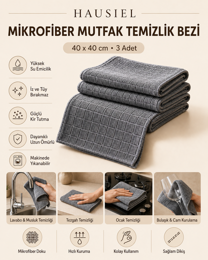 HAUSIEL mikrofiber mutfak temizlik bezi özellikleri ve kullanım alanları