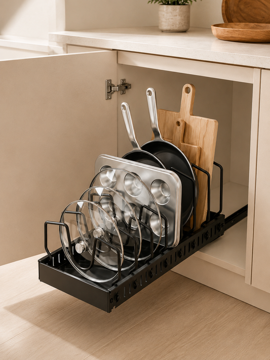 Sürgülü metal tabaklık organizer dolap içi kullanım
