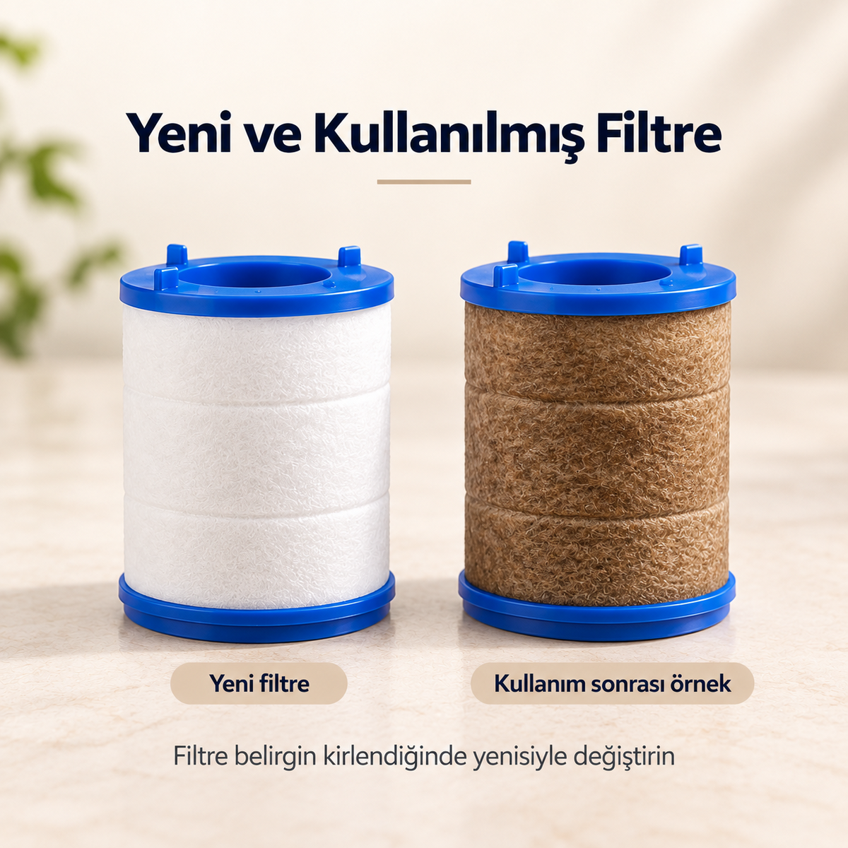 Yeni ve kullanılmış musluk filtresi karşılaştırması